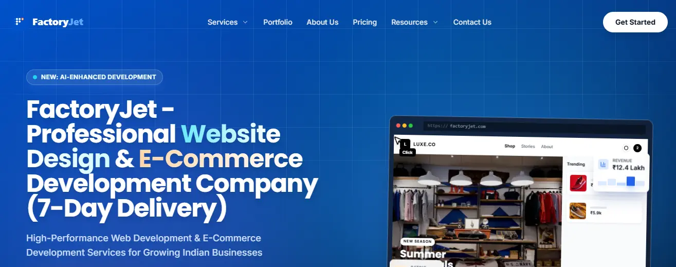 Conversion-focused business website developed by FactoryJet